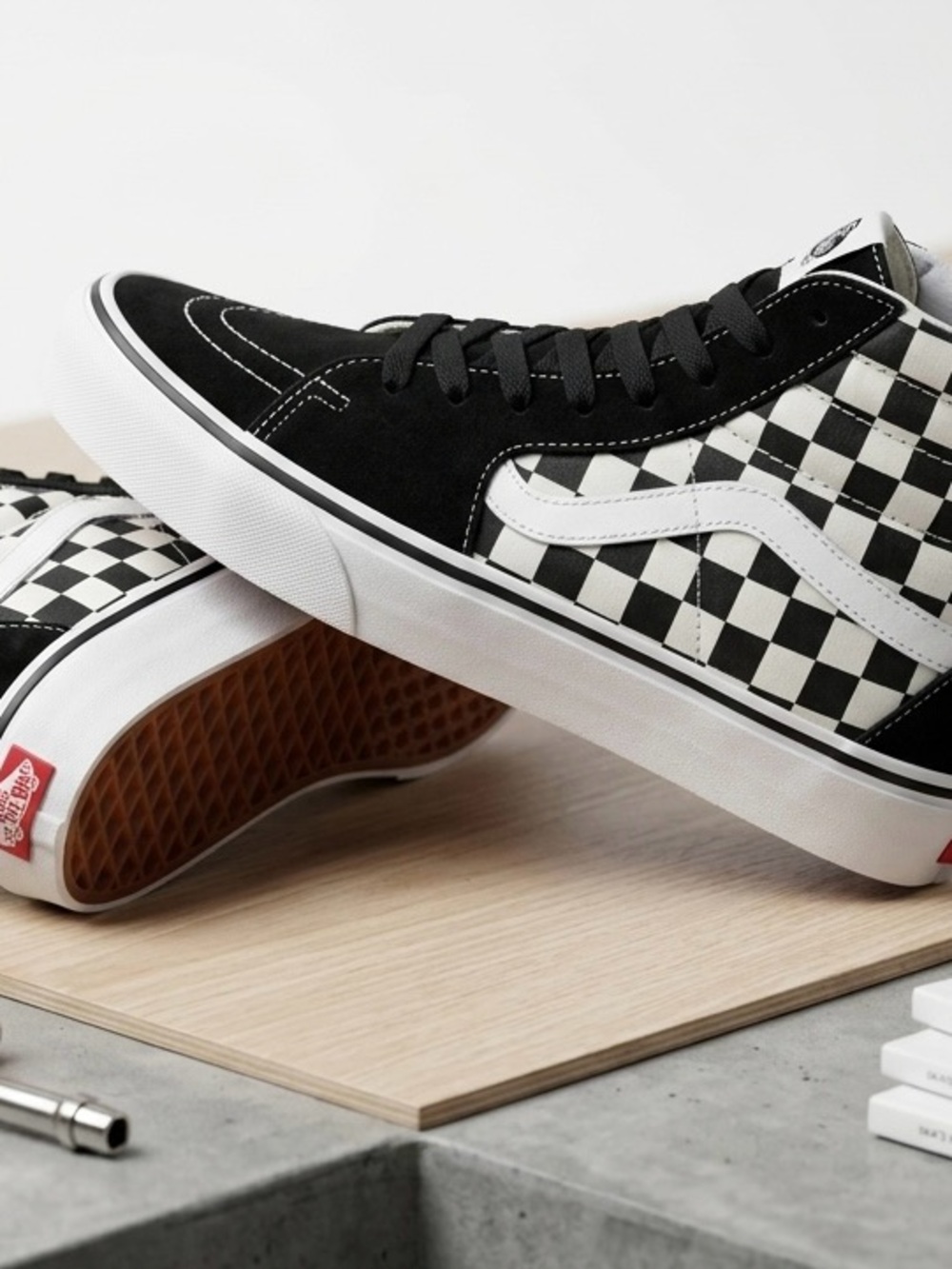 Vans Black & White Checkerboard Sk8-Hi Sneakers Unisex